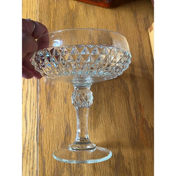 Anchor Hocking Diamond Pointe Compote/Trinket/Candy Dish 7.25" tall 6" in dia. - Picture 8 of 10